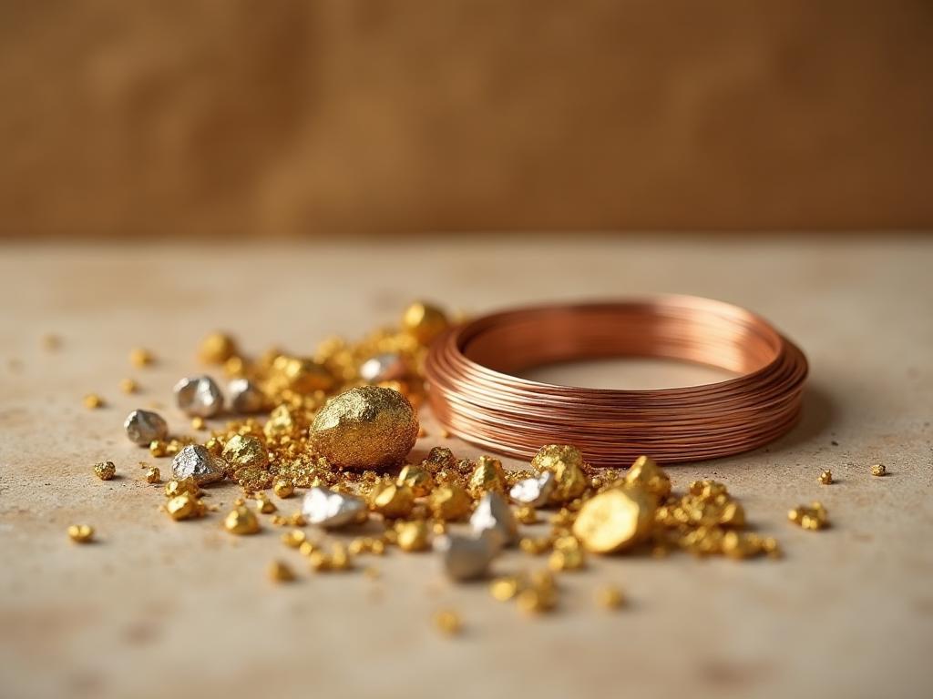 Kupferspiralen, Messingspäne und Edelmetalle für Orgonit